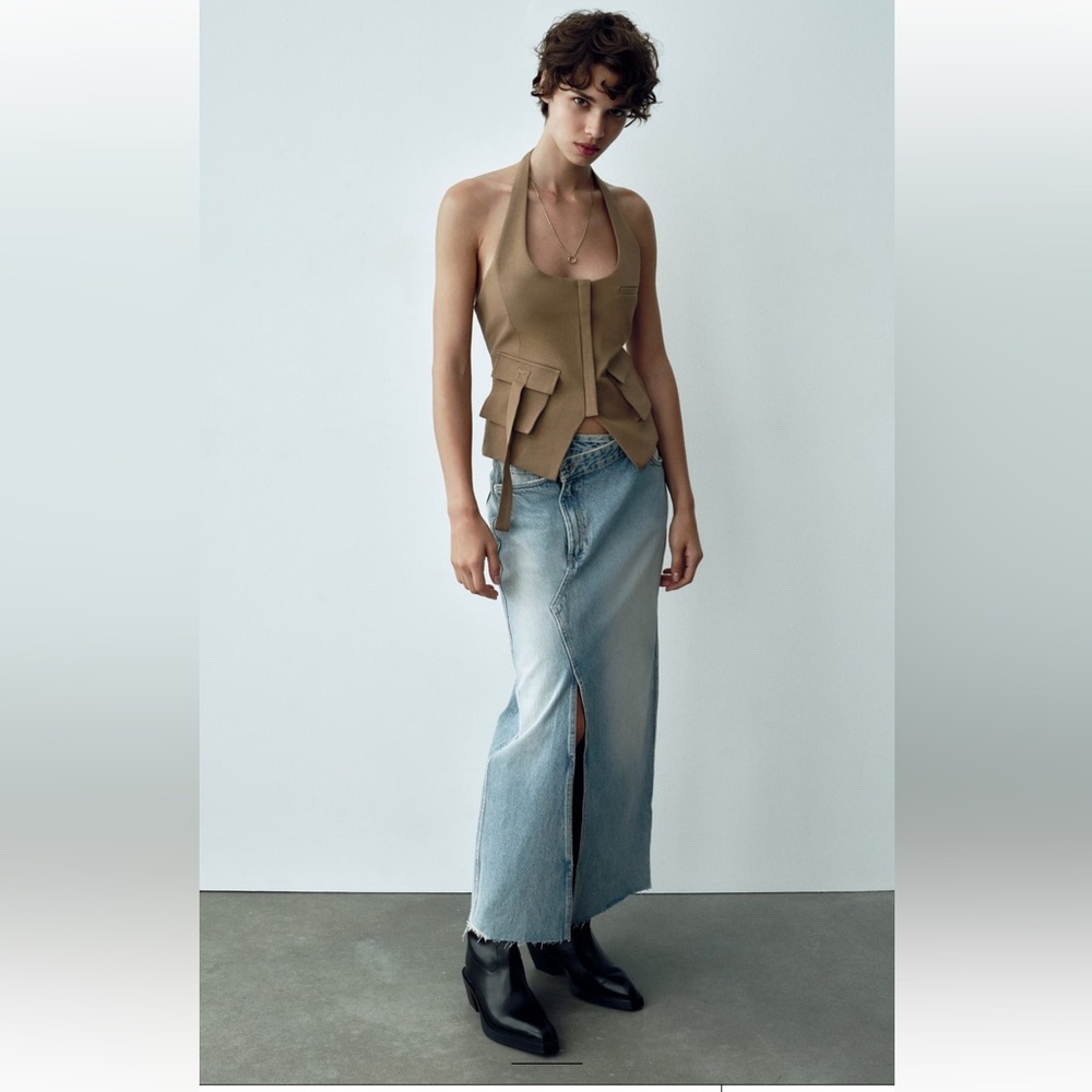 Zara Light Blue Denim Maxi Skirt